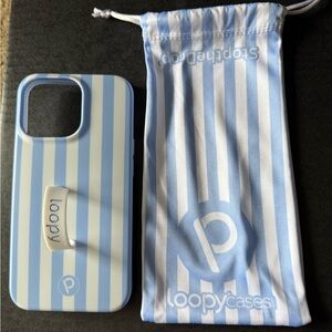 Loopy Case Light Blue and White Striped Phone Cover for  IPHONE 13 PRO